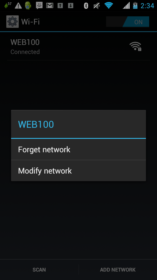 A screenshot of WiFi network settings.