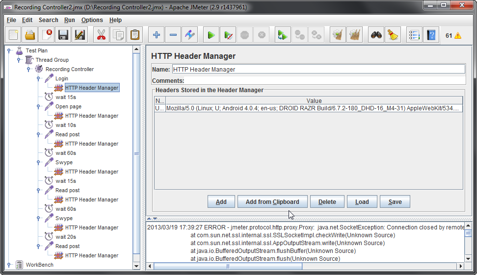 A screenshot of the HTTP Header Manager.