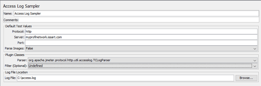 parsing with the access log sampler, jmeter