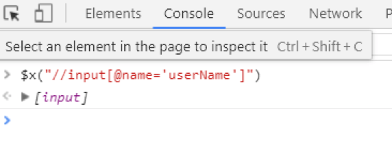 Writing the XPath selector in the console