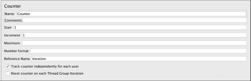 A screenshot of the Counter Config Element in JMeter.