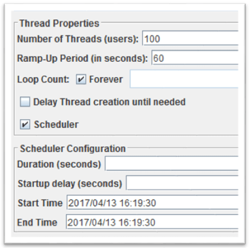 Scheduler Configuration interface for endurance testing