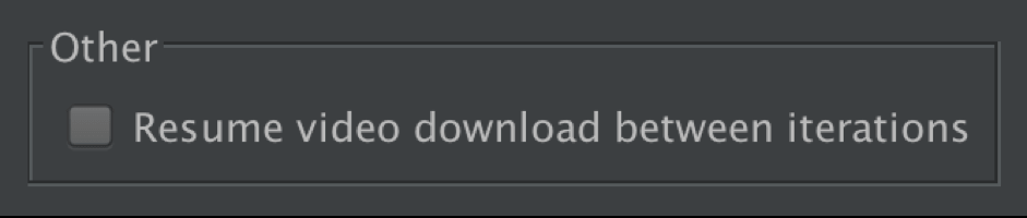 A screenshot of how to resume video download between iterations.
