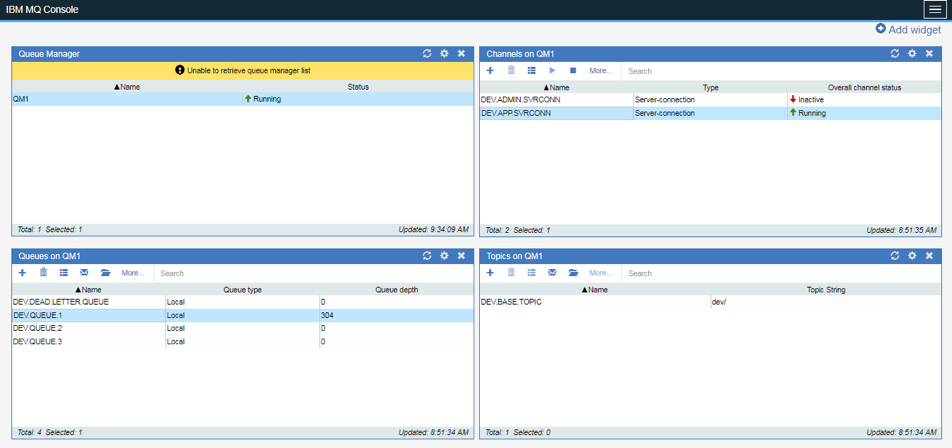 IBM MQ console