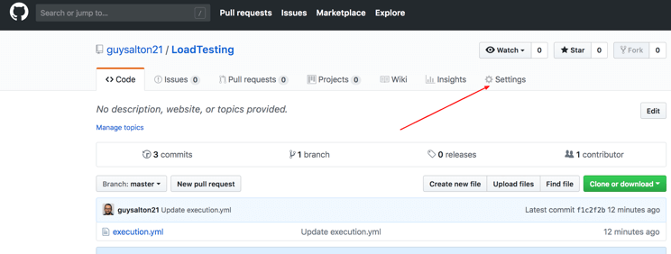 GitHub repo settings