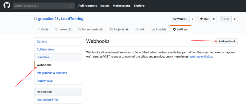 add github webhook