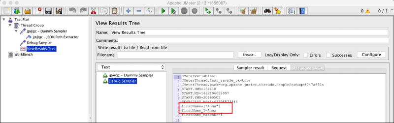 JMeter JSON Path Extractor Conditional Select Anna Smith