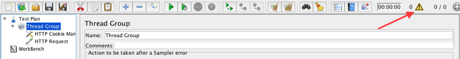 configuring the JMeter logger panel, JMeter logging