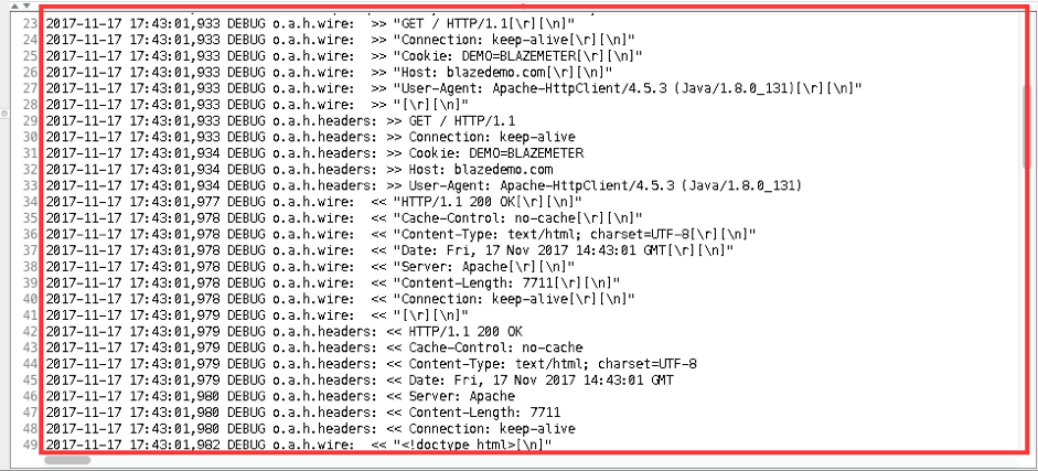 jmeter logging configurations