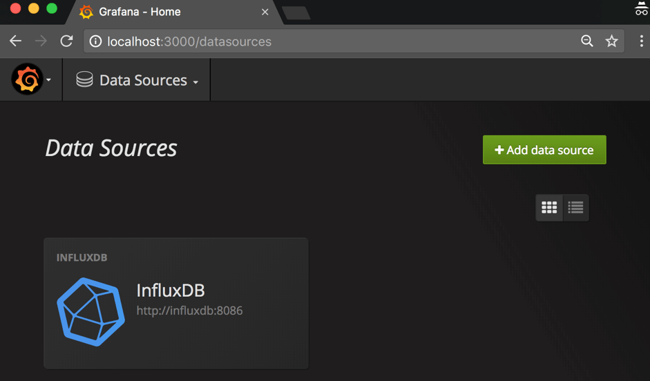 Separate Docker container with Grafana running