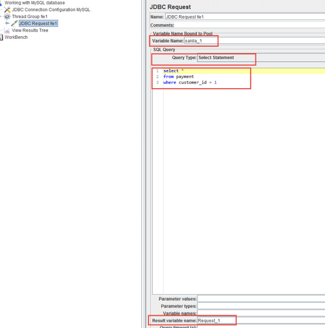 Create an SQL query against the database in the Query field