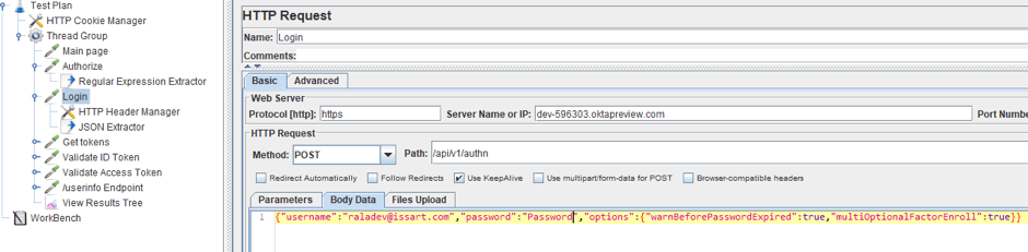 jmeter authentication testing