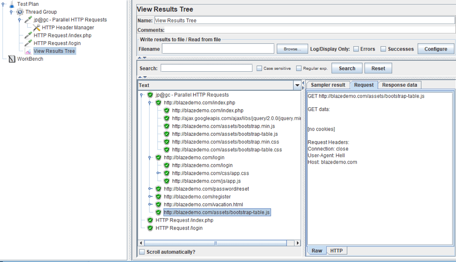 executing parallel requests in a load test