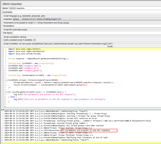 JSR223 assertion result