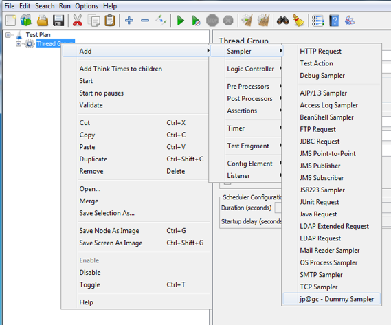 Adding dummy sampler to thread group