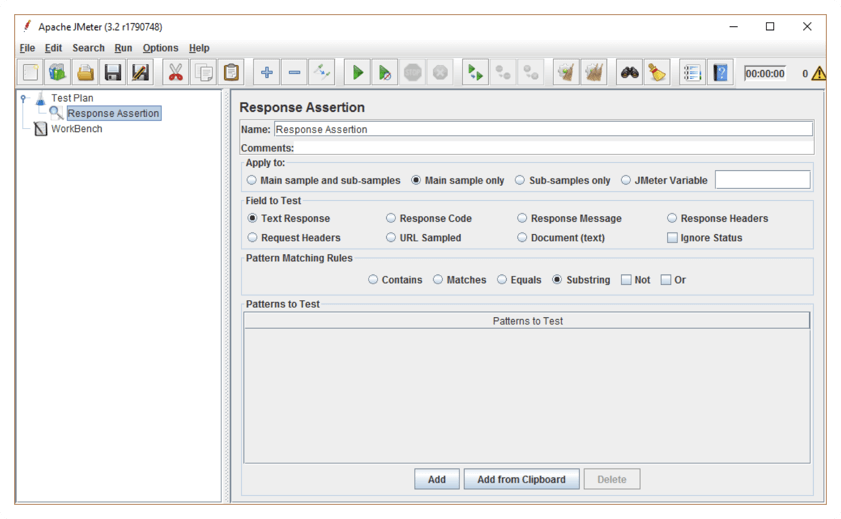 response assertions in jmeter 3.2, new interface