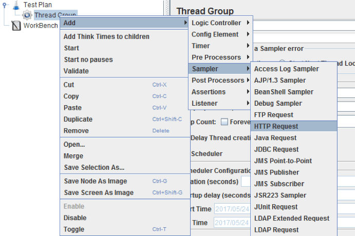 jmeter, add http request