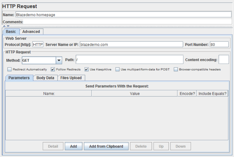 jmeter, configure http request