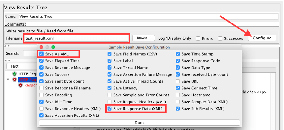 jmeter listeners, view results tree, view results table, simple data writer