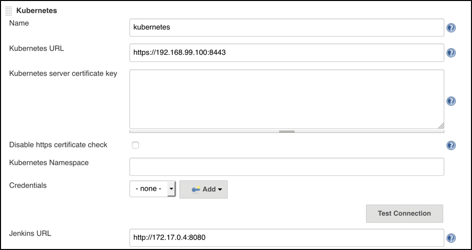 Filling in Jenkins & Kubernetes URLs