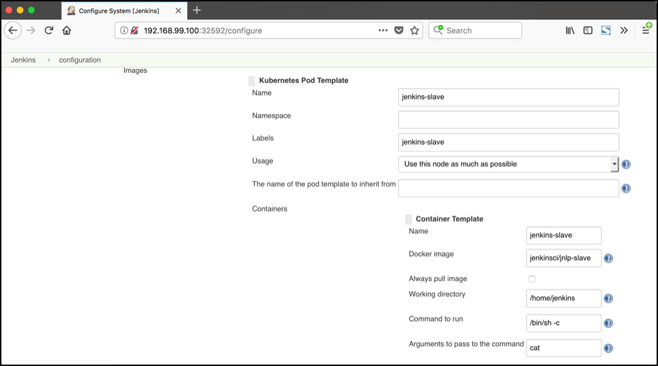 Kubernetes Pod Template section