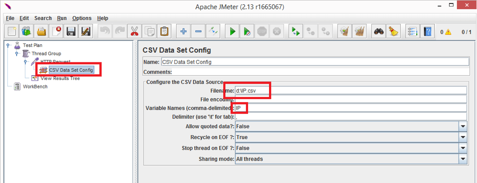 Adding CSV Data Set