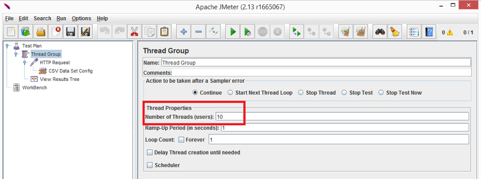 Setting JMeter threads number