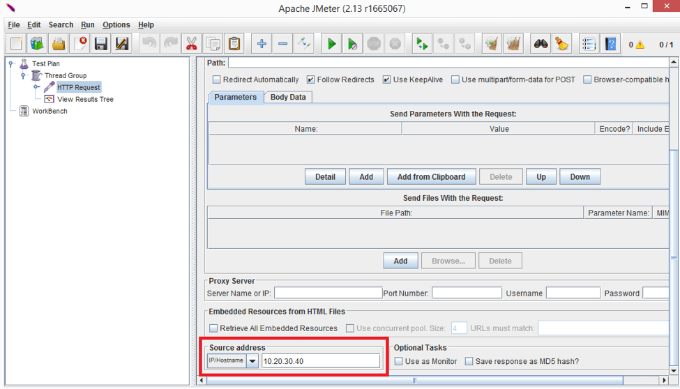 Setting IP address in JMeter