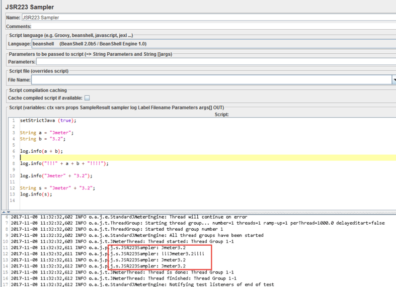 using strings in jmeter