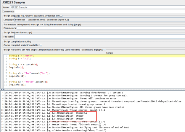 using strings in the jmeter jsr223 sampler