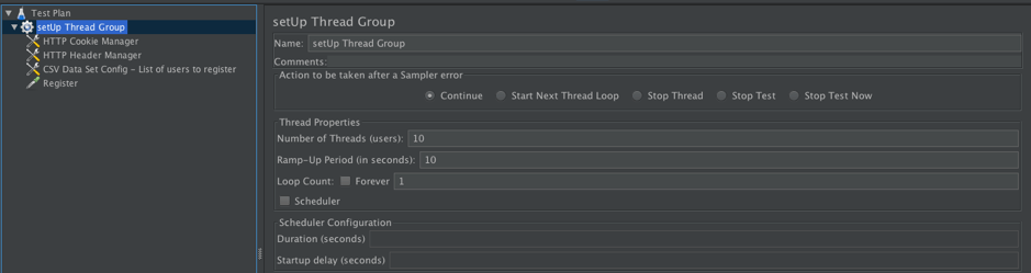 setting up jmeter thread group