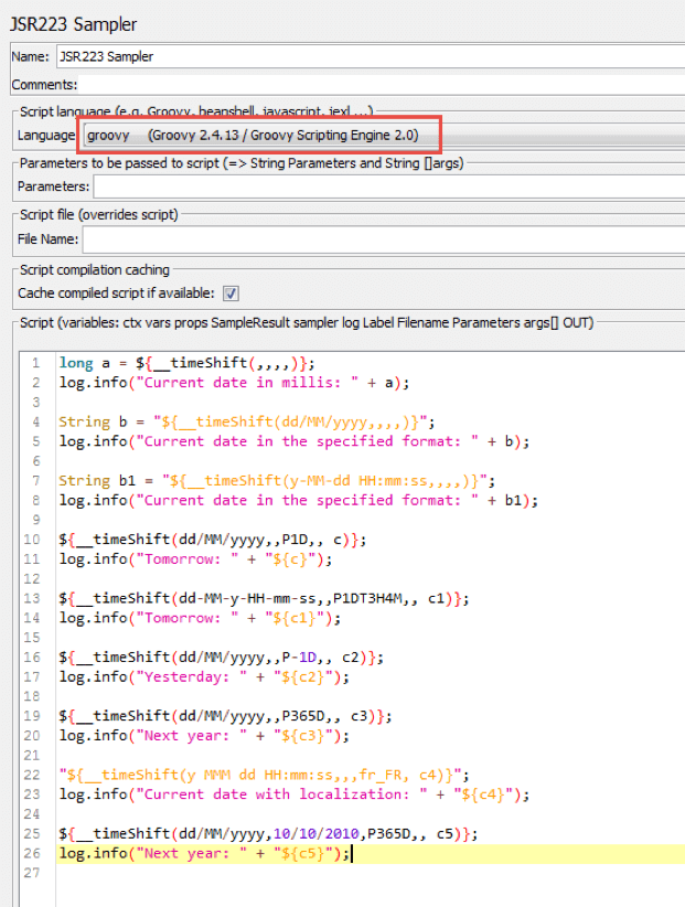 timeshift function tutorial, jmeter