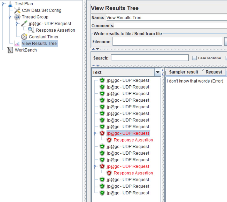 UDP testing results