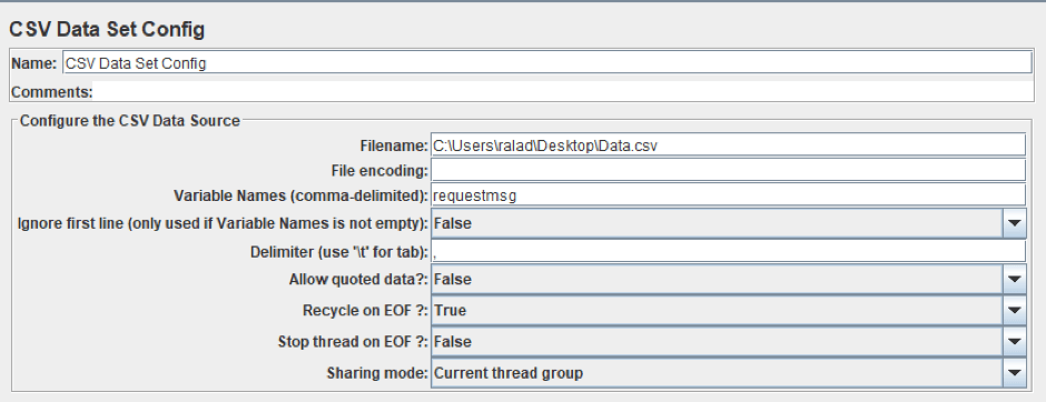 CSV data config