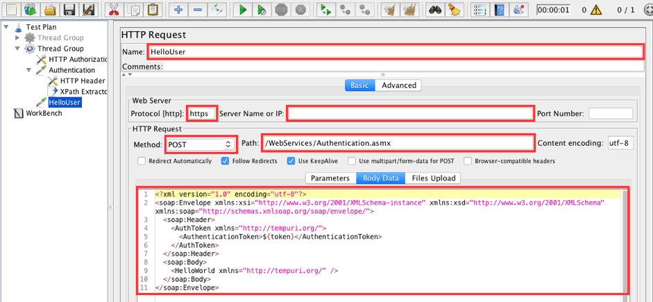 Add a HTTP Request which calls the HelloUser method