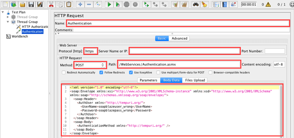 HTTP Request to call the Authentication method