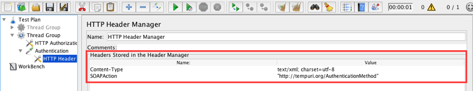 Add the HTTP Header Manager to the Authentication sampler