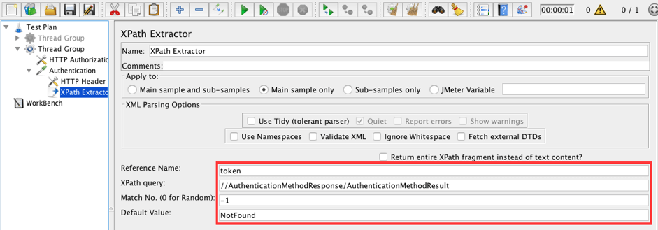 Add an XPath Extractor to the Authentication sampler